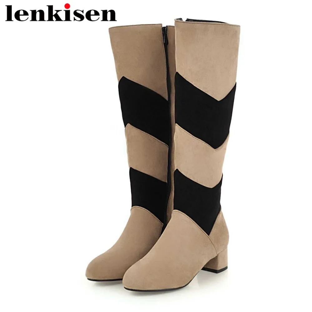 Lenkisen 2018 superstars mixed colors round toe chunky med heels zipper plus size flock high street fashion knee-high boots L88
Lenkisen 2018 superstars mixed colors round toe chunky med heels zipper plus size flock high street fashion knee-high boots L88