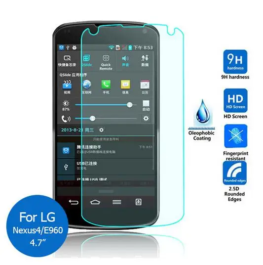 0.3mm 9H tempered glass For LG Google Nexus 4 E960 screen protector protective guard film front glass+ free clean kits
0.3mm 9H tempered glass For LG Google Nexus 4 E960 screen protector protective guard film front glass+ free clean kits