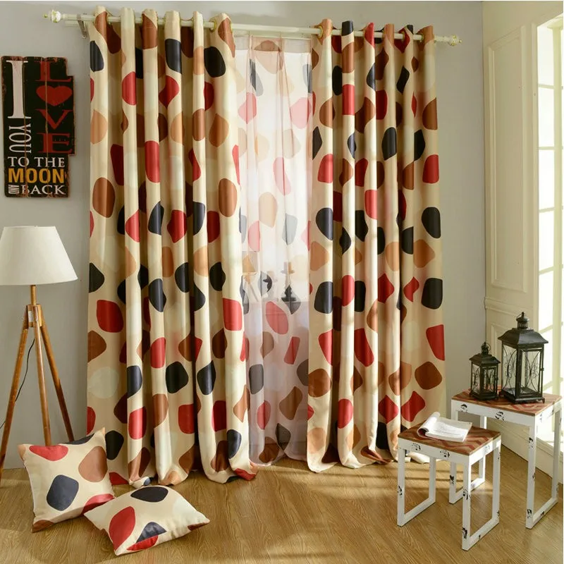 2 Panels of Luxurious Blue Burgunday Brown Jacquard Chenille Blockout Curtain