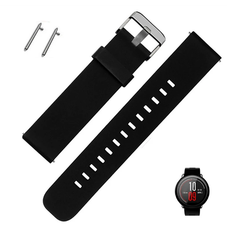 

Black Silicon Strap For Xiaomi Huami Amazfit Stratos 2/2s Watch Band Wrist Strap Soft TPU Metal Buckle Bracelet For Amazfit Pace