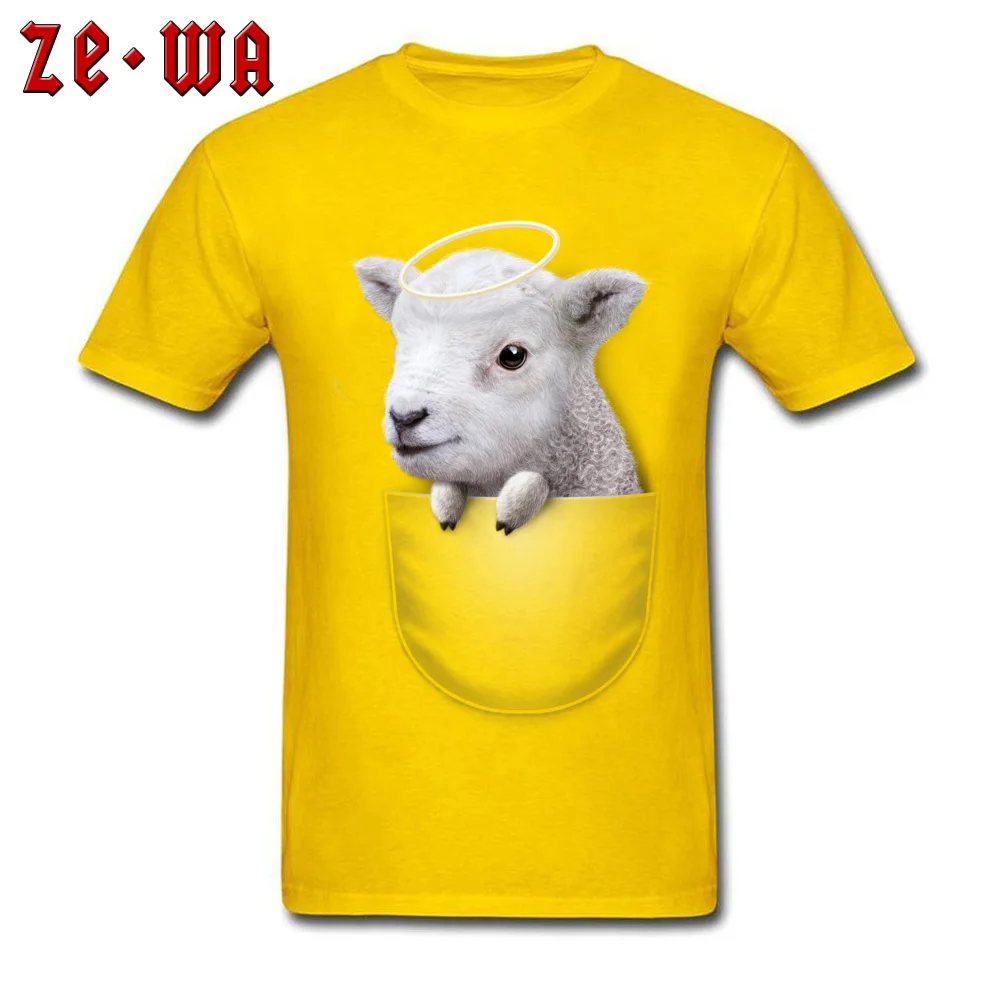 Funny Tops Shirts Hot Sale Short Sleeve Male T-Shirt TpicOriginaltitle Group Summer T-shirts Round Collar Free Shipping POCKET LAMB yellow