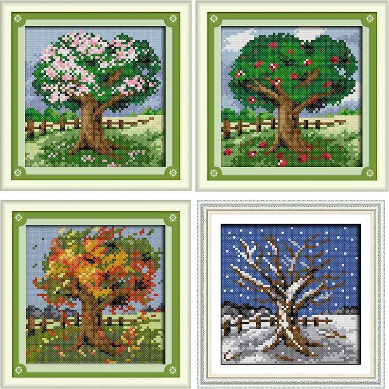 Joy Sunday cross-stitch kits, DIY cross stitch, set embroidery suit, print Four seasons tree enough canvas for embroidery
Joy Sunday cross-stitch kits, DIY cross stitch, set embroidery suit, print Four seasons tree enough canvas for embroidery