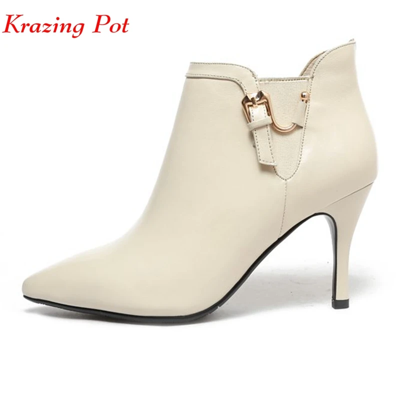 Krazing Pot hot sale new zipper genuine leather stiletto high heels ankle boots nightclub elegant Winter concise short boots L22
Krazing Pot hot sale new zipper genuine leather stiletto high heels ankle boots nightclub elegant Winter concise short boots L22