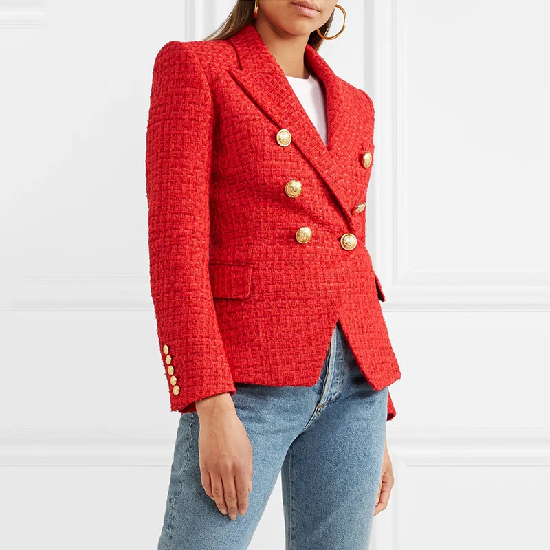 Autumn Spring Designing Elegant Women Quality Double Breasted Buttons Notched Weaving Red Casual Blazer Runway Coat
Autumn Spring Designing Elegant Women Quality Double Breasted Buttons Notched Weaving Red Casual Blazer Runway Coat