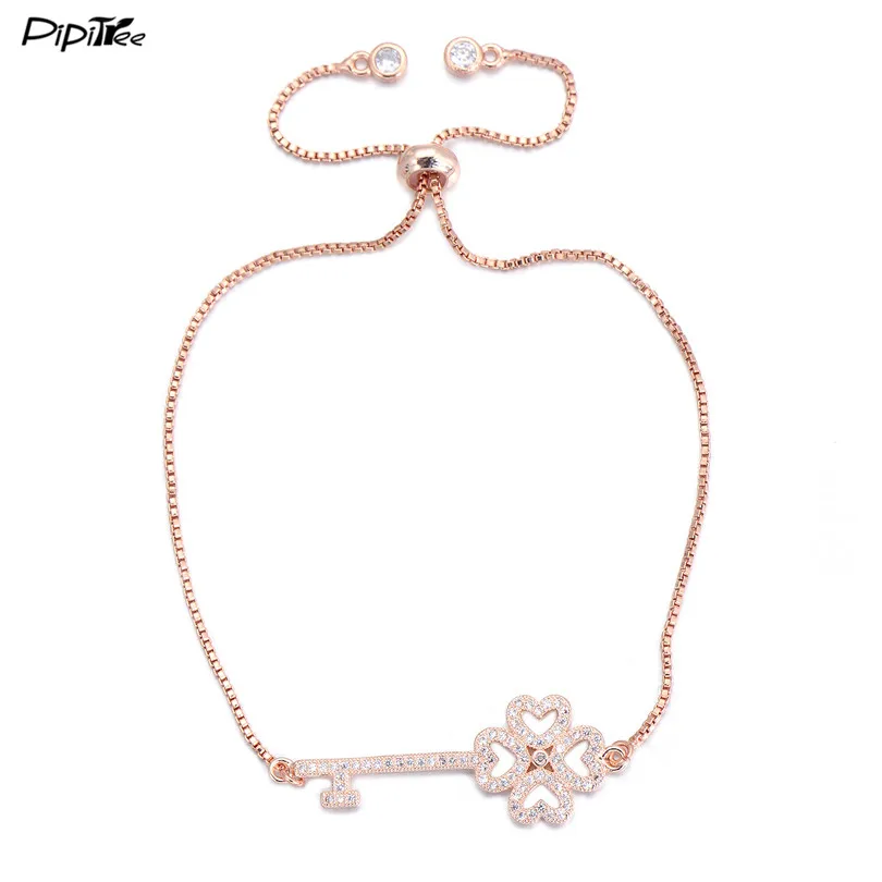Pipitree 2017 Summer New CZ Clover Key Bracelet for Women 4 Colors Copper Chain Adjustable Crystal Bracelets Love Couple Jewelry
Pipitree 2017 Summer New CZ Clover Key Bracelet for Women 4 Colors Copper Chain Adjustable Crystal Bracelets Love Couple Jewelry