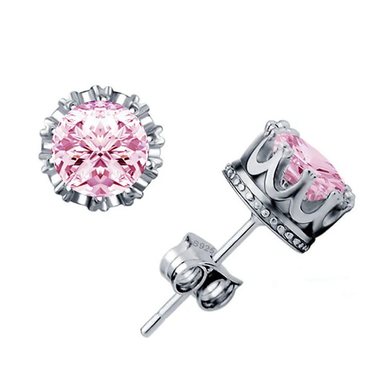 H:HYDE Fashion Crown Jewelry 6mm 2 Carat AAA Cubic Zirconia Pink Purple 2 colors Small Stud Earrings for Women brincos femme
H:HYDE Fashion Crown Jewelry 6mm 2 Carat AAA Cubic Zirconia Pink Purple 2 colors Small Stud Earrings for Women brincos femme
