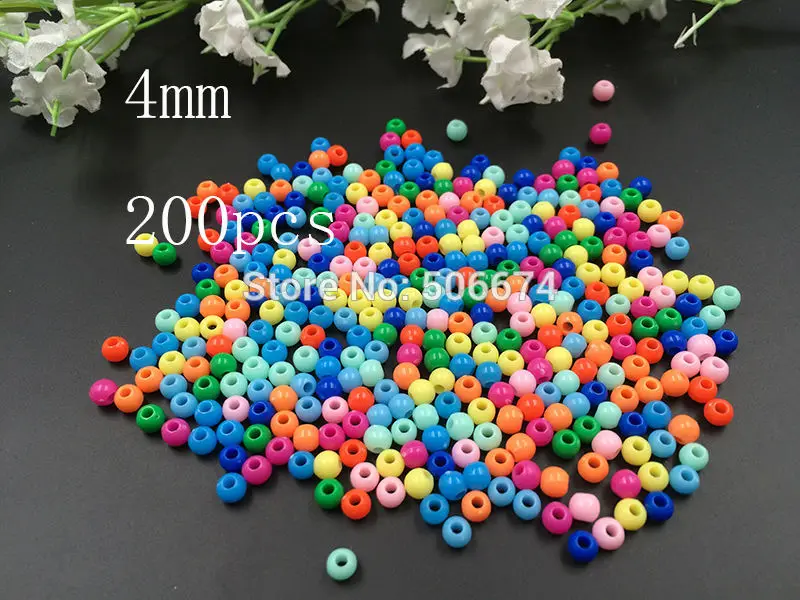 200 шт конфет 12 смешанных цветов 4 мм акриловые Круглые бусины для изготовления