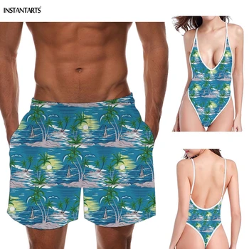 INSTANTARTS Summer Couples Swimming Suits Palm Tree Beach Pattern Woman High Cut Deep V Monokini Man Swimming Pants Beachwear
INSTANTARTS Summer Couples Swimming Suits Palm Tree Beach Pattern Woman High Cut Deep V Monokini Man Swimming Pants Beachwear