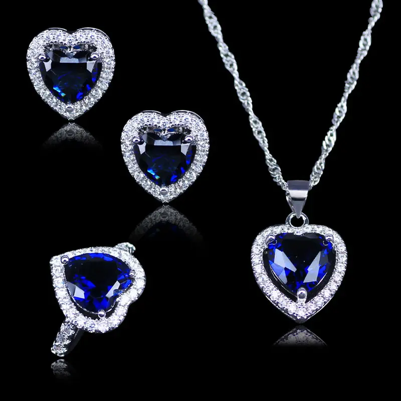 Russian Simple Style Heart Blue Crystal White Zircon 925 Logo Silver Color Jewelry Sets For Lady Ring Necklace Pendant Earrings
Russian Simple Style Heart Blue Crystal White Zircon 925 Logo Silver Color Jewelry Sets For Lady Ring Necklace Pendant Earrings