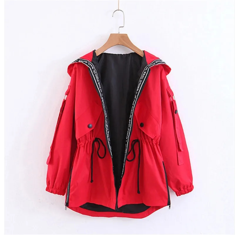 Female Spring Autumn Hooded Black Jacket Ladies Patchwork Red Slim Coat Women Letter Print Short Outwear Harajuku Korean Clothes
Female Spring Autumn Hooded Black Jacket Ladies Patchwork Red Slim Coat Women Letter Print Short Outwear Harajuku Korean Clothes