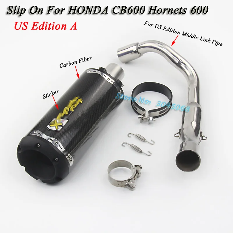 Slip On For Honda CB600 Hornets 600 Motorcycle Modified Exhaust Escape Moto Carbon Fiber Muffler With Middle Link Pipe Sticker
Slip On For Honda CB600 Hornets 600 Motorcycle Modified Exhaust Escape Moto Carbon Fiber Muffler With Middle Link Pipe Sticker