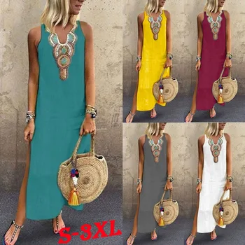 2019 New Ladies Womens Boho Print Cotton Linen Long Dress Summer Holiday Casual Sleeveless Sundress Beach Party SunDress
2019 New Ladies Womens Boho Print Cotton Linen Long Dress Summer Holiday Casual Sleeveless Sundress Beach Party SunDress