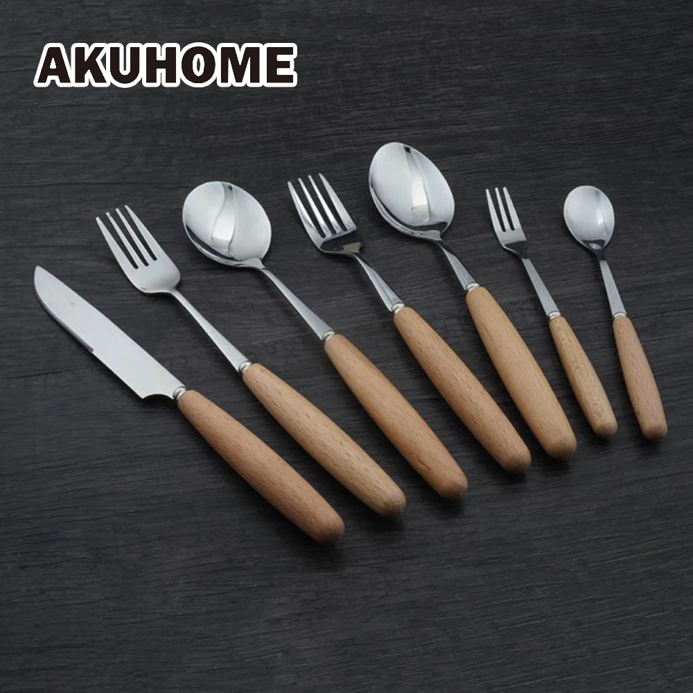 Stainless Steel Tableware Sets Coffee Ice Cream Dessert Wood Handle Fork Stirring Coffee Scoops
Stainless Steel Tableware Sets Coffee Ice Cream Dessert Wood Handle Fork Stirring Coffee Scoops