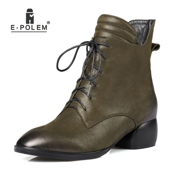 Trendy Female Genuine Leather Shoes Boots Punk Lace-Up Ankle Boots High Thick Heel Women Boots Teenage Girl's Pointed Toe Boot
Trendy Female Genuine Leather Shoes Boots Punk Lace-Up Ankle Boots High Thick Heel Women Boots Teenage Girl's Pointed Toe Boot