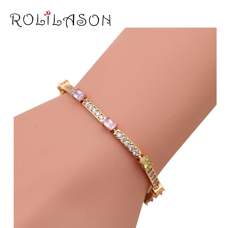 ROLILASON daily Office style Color and white Crystal Zircon Golden Bracelet women Health Nickel Lead free Fashion jewelry TB623
ROLILASON daily Office style Color and white Crystal Zircon Golden Bracelet women Health Nickel Lead free Fashion jewelry TB623