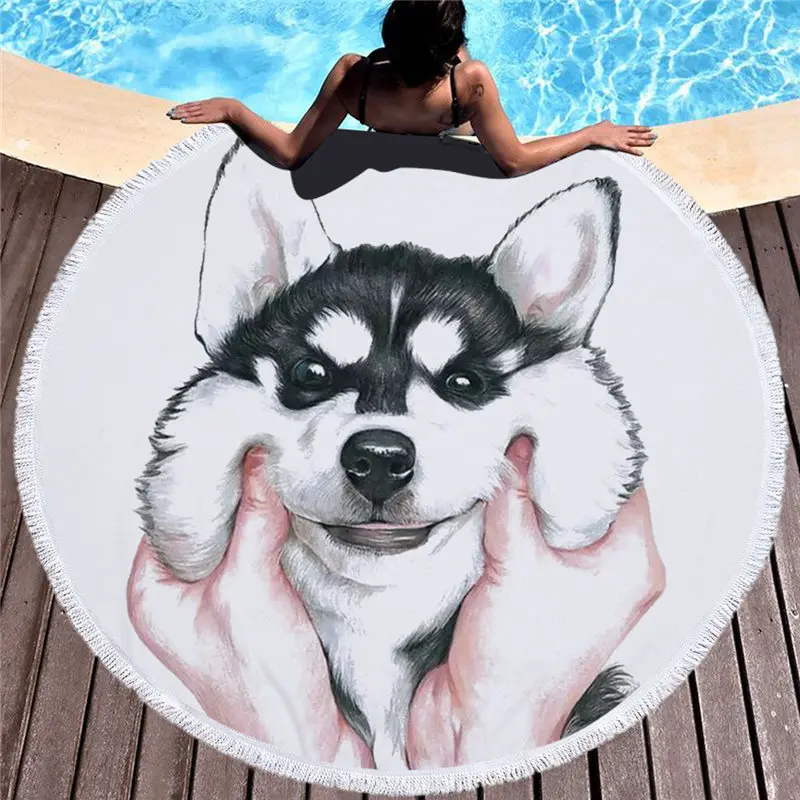 Dog Cat Husky Printed Round Beach Towel Microfiber Animal with tassel Bath mat Large Washable 150cm Picnic Yoga Mat 90002
Dog Cat Husky Printed Round Beach Towel Microfiber Animal with tassel Bath mat Large Washable 150cm Picnic Yoga Mat 90002
