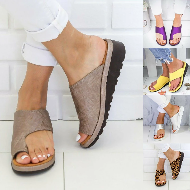 Women PU Leather Sandals Flip Flops Woman Shoes Platform Flat Sole Orthopedic Bunion Corrector Ladies Foot Correction Sandalias
Women PU Leather Sandals Flip Flops Woman Shoes Platform Flat Sole Orthopedic Bunion Corrector Ladies Foot Correction Sandalias