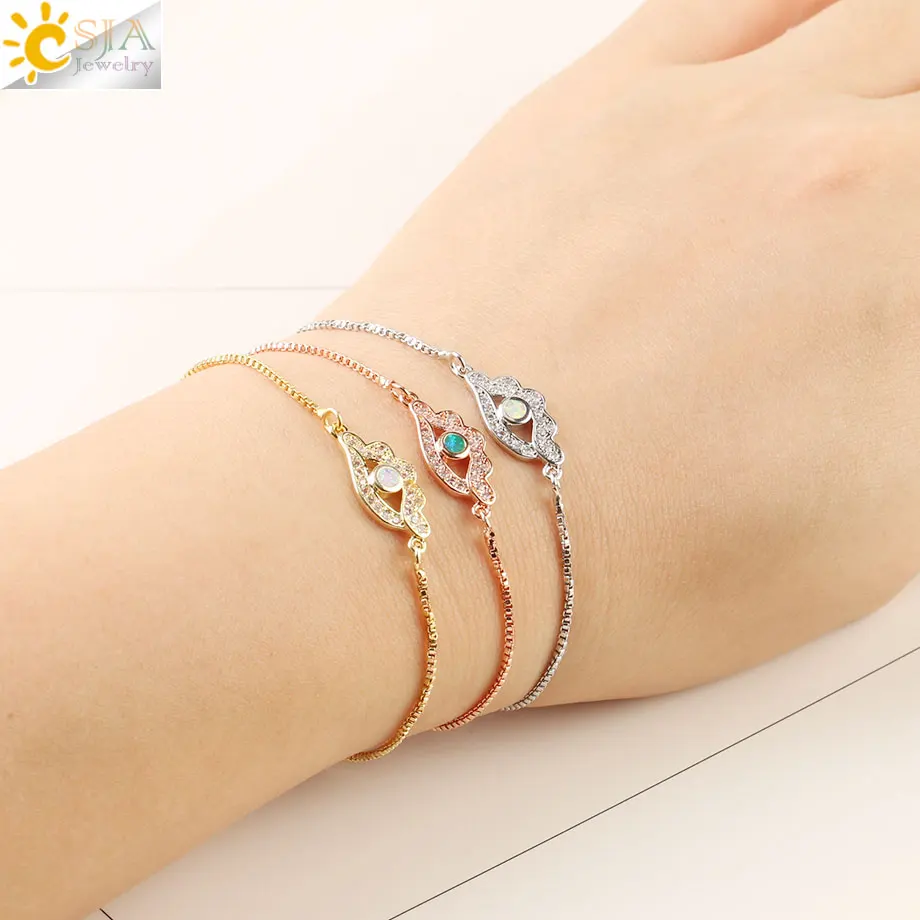 CSJA Devil Eye Bracelet Opal Micro Inlay Zircon Evil Eyes Copper Chain Bracelets Fortunate Adjustable Bangles Women Jewelry G119
CSJA Devil Eye Bracelet Opal Micro Inlay Zircon Evil Eyes Copper Chain Bracelets Fortunate Adjustable Bangles Women Jewelry G119