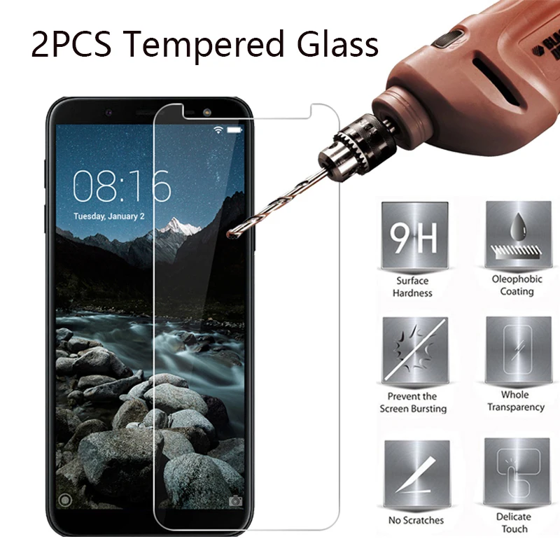 

2PCS 2.5D Tempered Glass Film on For Samsung Galaxy A50 A30 A10 A20 A40 A60 A7 A6 A8 Plus 2018 9H HD Glass Screen Protector Film