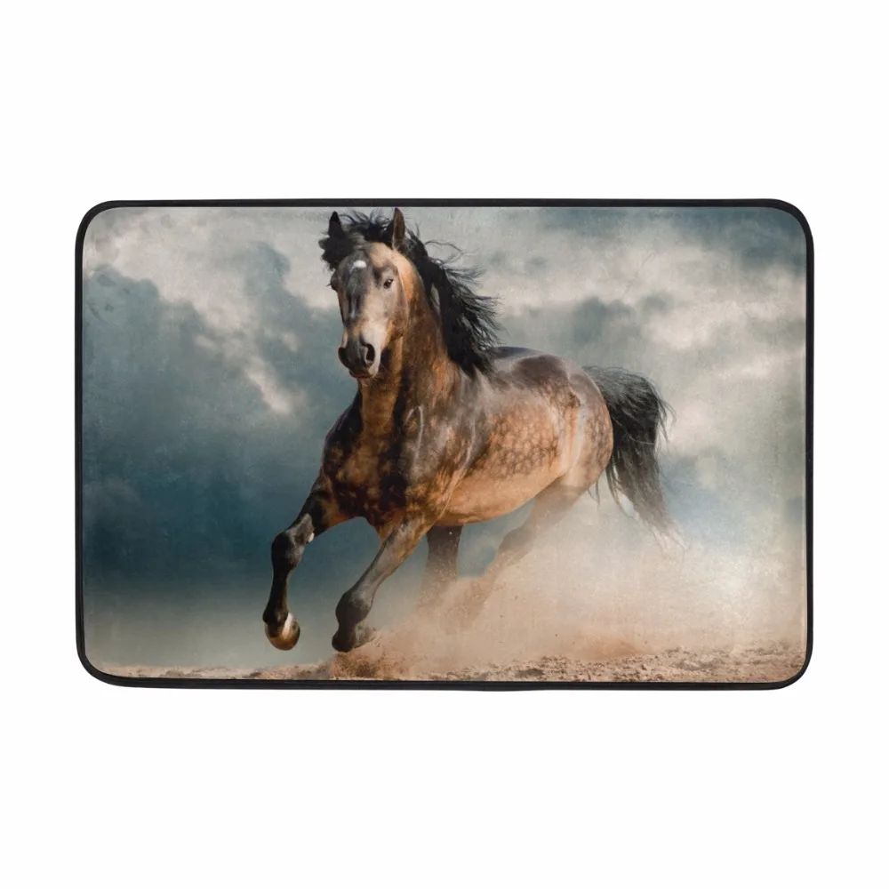 

Welcome Floor Mats Personality Design Galloping Horse Entrance Door Mat Bathroom Kitchen Carpets Doormats for Living Room