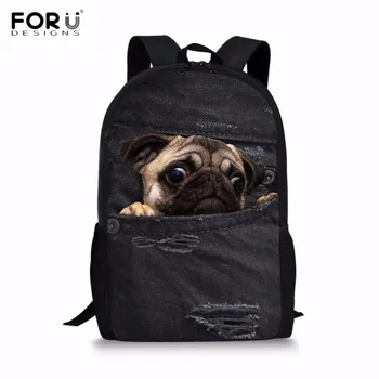 FORUDESIGNS Cute 3D Fake Denim Black Pocket Pug Dog/Cat Print Children School Bags Boys Girls Backpacks Students Animal Satchel
FORUDESIGNS Cute 3D Fake Denim Black Pocket Pug Dog/Cat Print Children School Bags Boys Girls Backpacks Students Animal Satchel