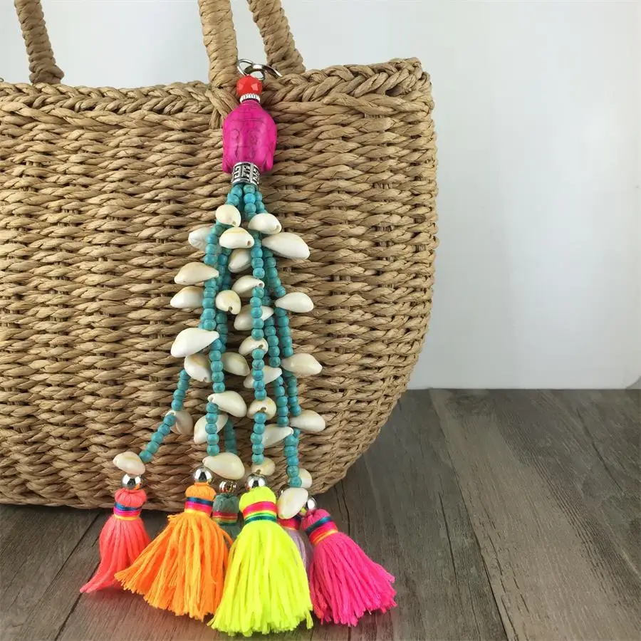 Boho Style Beach Shell Keychains With Colorful Tassel For Women Bag Hanging Wooden Beads Pendant Summer Jewelry
Boho Style Beach Shell Keychains With Colorful Tassel For Women Bag Hanging Wooden Beads Pendant Summer Jewelry