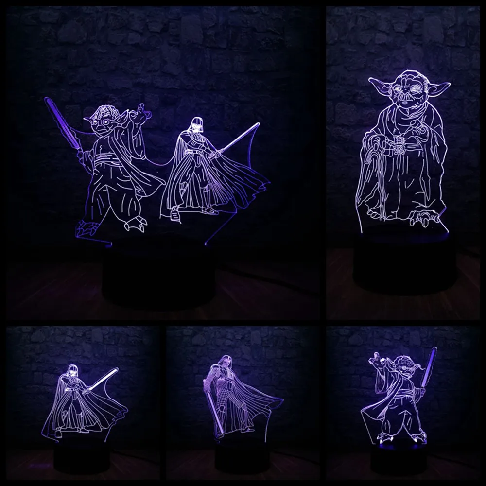 Hot Sale Star War Figure Yoda and Black Knight 3D LED Lamp 7 Color Gradients Night Light Decor Movie Fan Boy Xmas Birthday Gift
Hot Sale Star War Figure Yoda and Black Knight 3D LED Lamp 7 Color Gradients Night Light Decor Movie Fan Boy Xmas Birthday Gift
