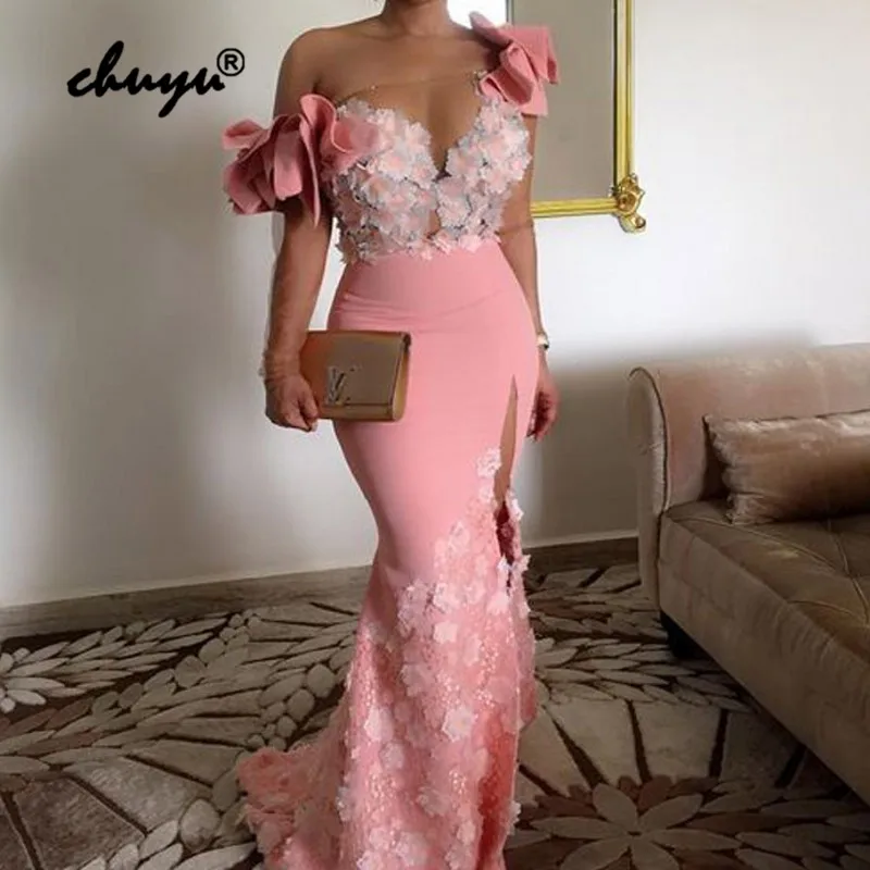 Pink Muslim Evening Dresses One Shoulder Lace Flowers Slit vestido de festa Islamic Dubai Saudi Arabic Evening Gown Prom Dress
Pink Muslim Evening Dresses One Shoulder Lace Flowers Slit vestido de festa Islamic Dubai Saudi Arabic Evening Gown Prom Dress