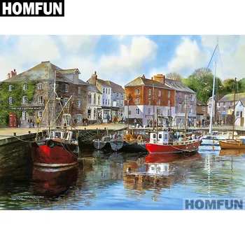HOMFUN Full Square/Round Drill 5D DIY Diamond Painting "Boat & town" Embroidery Cross Stitch 5D Home Decor Gift A01715 
HOMFUN Full Square/Round Drill 5D DIY Diamond Painting "Boat & town" Embroidery Cross Stitch 5D Home Decor Gift A01715