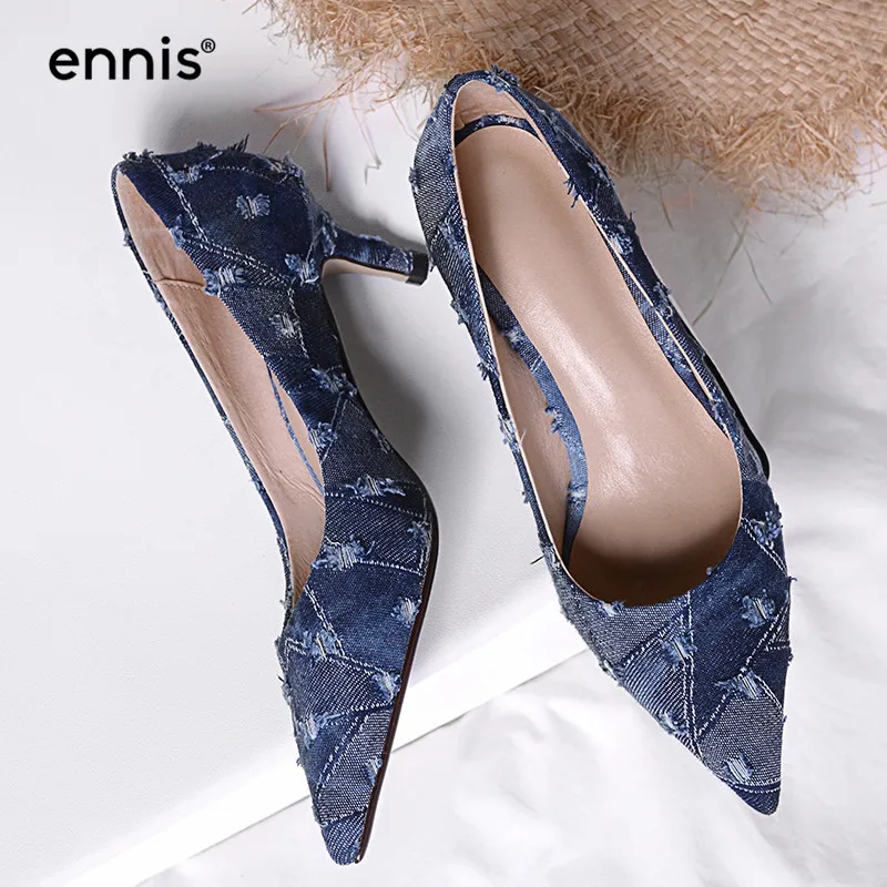 ENNIS 2019 New Designer Denim Pumps Pointed Toe High Heel Casual Shoes European High Quality Plus Size Women Dress Heels P737
ENNIS 2019 New Designer Denim Pumps Pointed Toe High Heel Casual Shoes European High Quality Plus Size Women Dress Heels P737