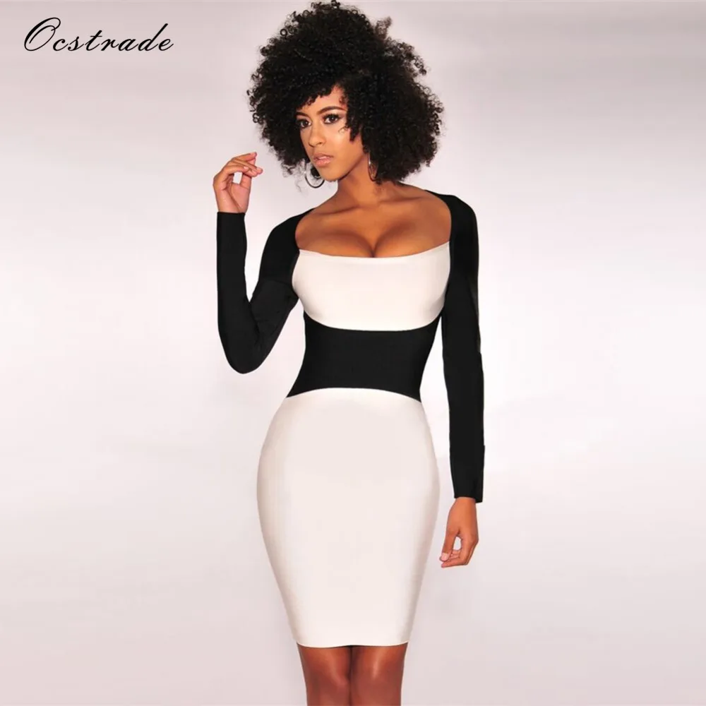 Ocstrade Elegant Winter Dresses Women 2017 New Color Block Women's White and Black Bandage Long Sleeve Dress
Ocstrade Elegant Winter Dresses Women 2017 New Color Block Women's White and Black Bandage Long Sleeve Dress