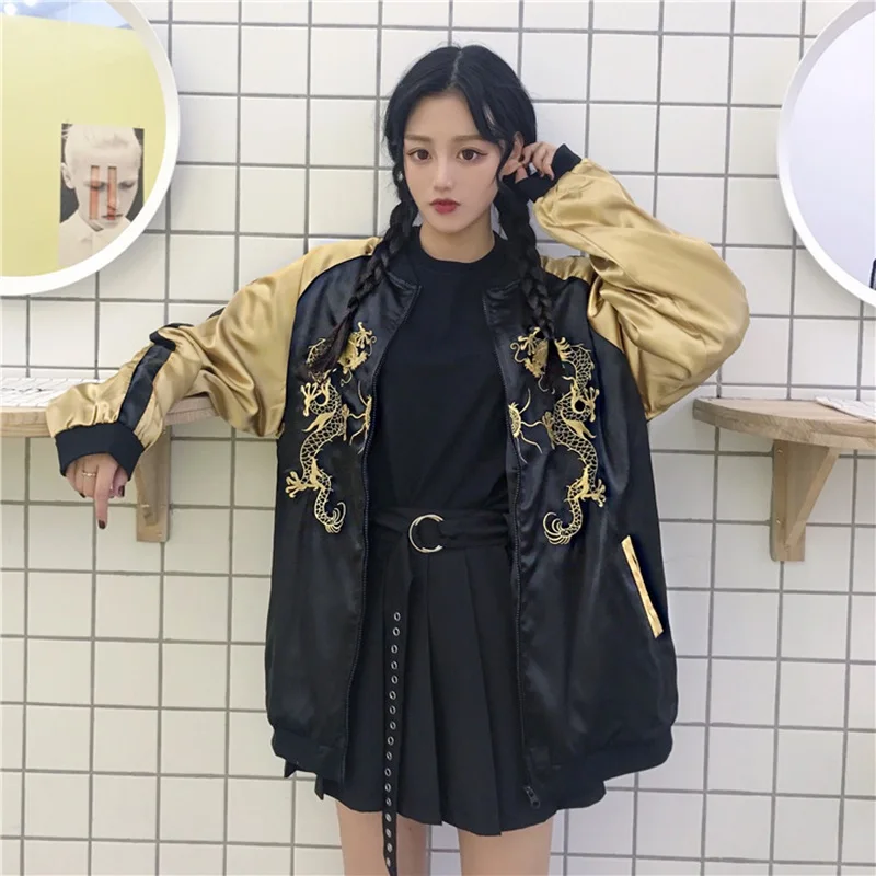 Women bomber jackets harajuku japanese style streetwear clothing bombers women dragon embroidered Japan bomber jacket DD1710 S
Women bomber jackets harajuku japanese style streetwear clothing bombers women dragon embroidered Japan bomber jacket DD1710 S