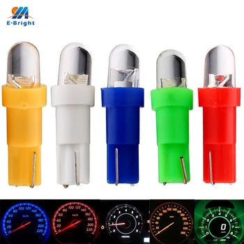 YM E-Bright 500PCS T5 Socket LED Bulbs with Wedge Base for Dashboards(Gauge bulbs) 12V DC F8 LED White Amber Blue Red Green