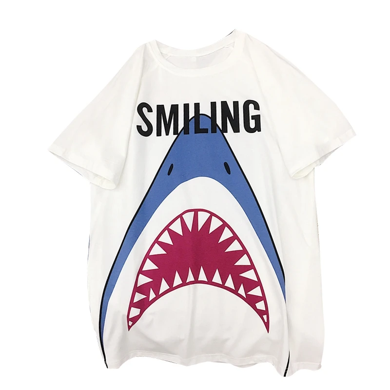 New Korean ulzzang Women T-shirt Kawaii Shark Print Mid-long Loose Harajuku Bottoming Vintage Cotton Tee Shirt Femme Streetwear
New Korean ulzzang Women T-shirt Kawaii Shark Print Mid-long Loose Harajuku Bottoming Vintage Cotton Tee Shirt Femme Streetwear