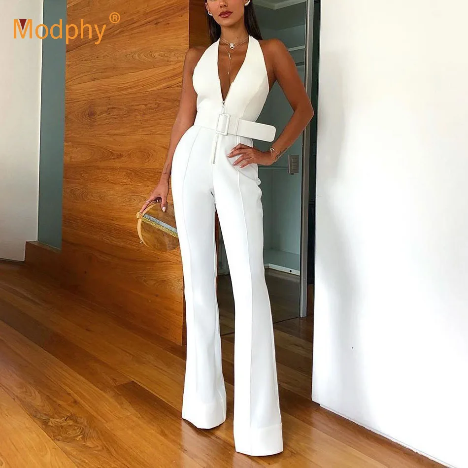 summer white new women's jumpsuit sexy Bodycon sleeveless halter belt with wide-leg jumpsuit casual celebrity party jumpsuit
summer white new women's jumpsuit sexy Bodycon sleeveless halter belt with wide-leg jumpsuit casual celebrity party jumpsuit