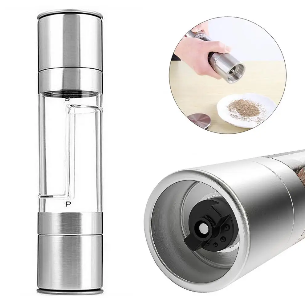2 in1 Stainless Steel Pepper Grinder Manual Salt Pepper Mill Spice Grinder Mills Kitchen Tools for Milling Pepper/Corn/Mustard
2 in1 Stainless Steel Pepper Grinder Manual Salt Pepper Mill Spice Grinder Mills Kitchen Tools for Milling Pepper/Corn/Mustard