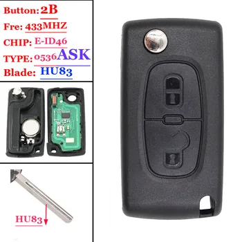(1piece )0536 Type ASK 2 Button Flip Remote Key 433mhz electronic 46 chip HU83 407 blade for Peugeot key truck button
(1piece )0536 Type ASK 2 Button Flip Remote Key 433mhz electronic 46 chip HU83 407 blade for Peugeot key truck button