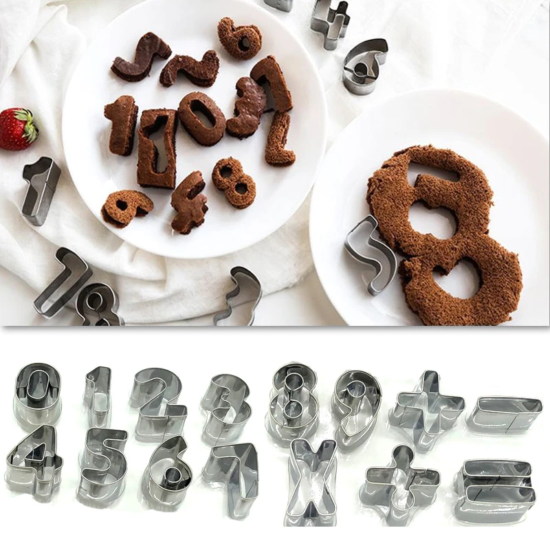 15-Piece Stainless Steel Number Symbol Shaped Fondant Cookies Cutters Molds Decorating Biscuit Cutter Cake Decorating Tools
15-Piece Stainless Steel Number Symbol Shaped Fondant Cookies Cutters Molds Decorating Biscuit Cutter Cake Decorating Tools