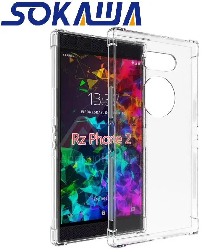 Фото Для Razer Phone 2 Чехол + закаленное стекло мягкий прозрачный ТПУ гелевый силиконовый