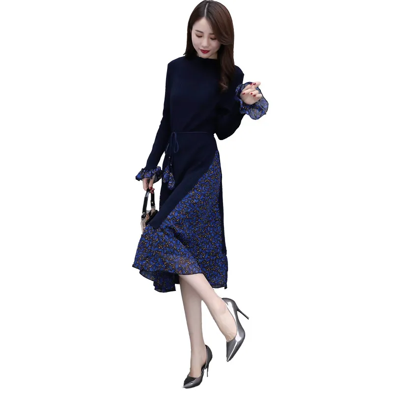 Plus Size Knitted Dress 2018 Autumn Winter Women Long Sleeve Floral Print Female Casual Midi Loose False Two Piece Dress H367
Plus Size Knitted Dress 2018 Autumn Winter Women Long Sleeve Floral Print Female Casual Midi Loose False Two Piece Dress H367
