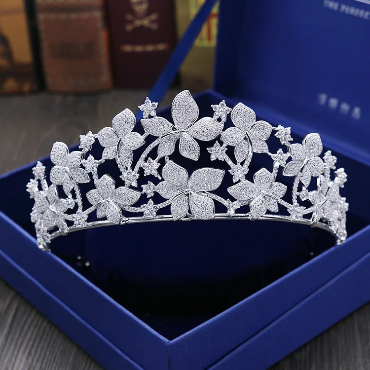 New Fashion Beautiful Flower Design Women Bridal Crowns Micro Cubic Zirocnia Pave White Gold Color Tiaras Hair Accessories H-021
New Fashion Beautiful Flower Design Women Bridal Crowns Micro Cubic Zirocnia Pave White Gold Color Tiaras Hair Accessories H-021