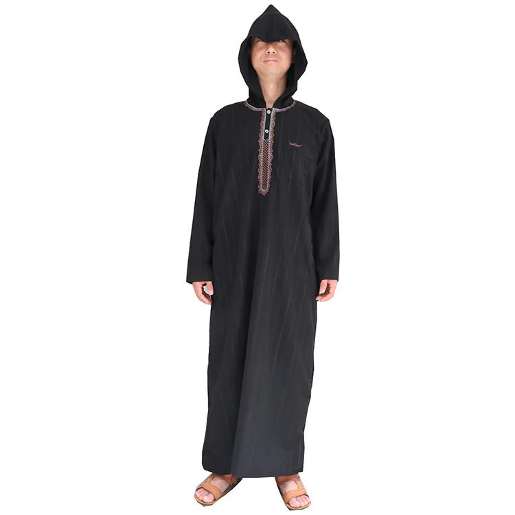 Muslim Men Thobe Arabia Men's Islamic Clothing Collar Breathable Robe with Hoods
Muslim Men Thobe Arabia Men's Islamic Clothing Collar Breathable Robe with Hoods