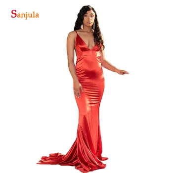 Orange Red Satin Cheap Prom Dresses Deep V Neck Spaghetti Straps Sheath Prom Gowns 2019 Backless Girls Graduation Gowns D967
Orange Red Satin Cheap Prom Dresses Deep V Neck Spaghetti Straps Sheath Prom Gowns 2019 Backless Girls Graduation Gowns D967