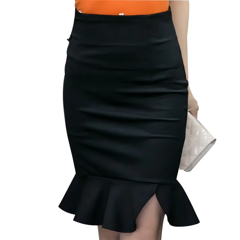 Women Pencil Skirt Plus Size High Waist Bodycon Skirt Black Red Elegant Office Ladies Irregular Ruffle Hem Skirt Faldas Mujer
Women Pencil Skirt Plus Size High Waist Bodycon Skirt Black Red Elegant Office Ladies Irregular Ruffle Hem Skirt Faldas Mujer