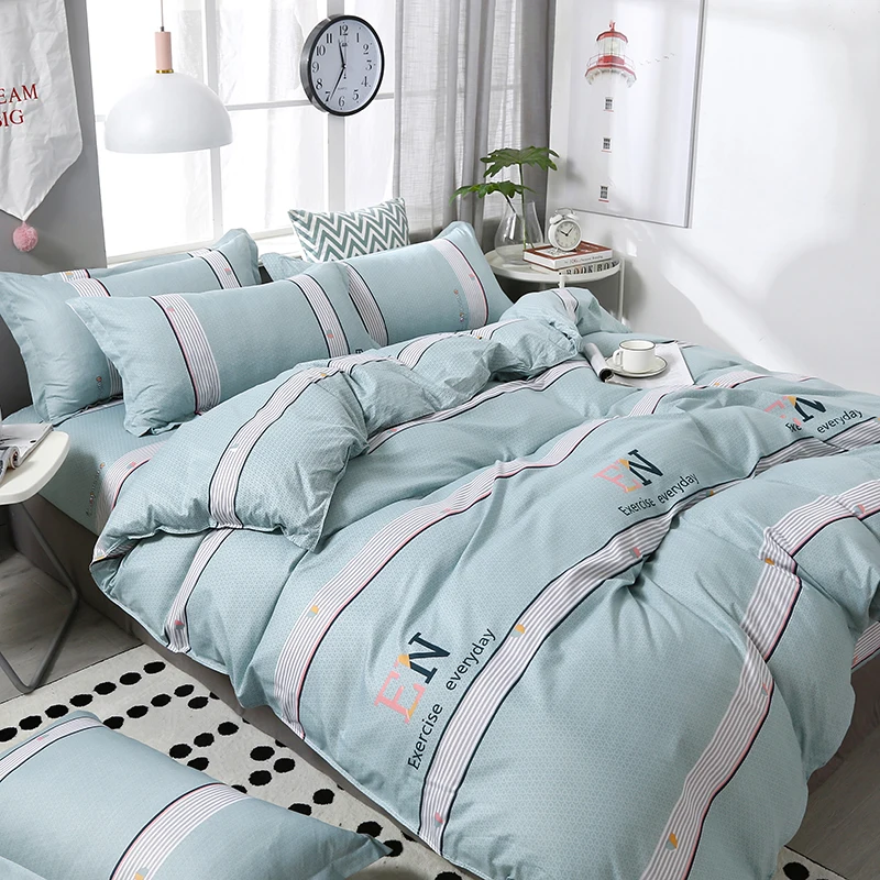 4pcs/set Brief Style Light Blue Stripe Printing Comfortable Bedding Set Bed Linings Duvet Cover Bed Sheet Pillowcases
4pcs/set Brief Style Light Blue Stripe Printing Comfortable Bedding Set Bed Linings Duvet Cover Bed Sheet Pillowcases