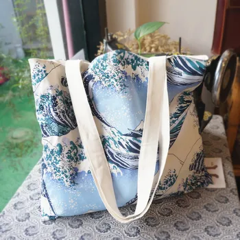 Original handmade light blue wave single-shoulder bag cross-body bag Japanese style canvas bag daily shopping bag lady's handbag
Original handmade light blue wave single-shoulder bag cross-body bag Japanese style canvas bag daily shopping bag lady's handbag