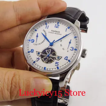 PARNIS Fashion 43mm Automatic Men's Watch With Power Reserve and Date Indicator Black Leather Strap
PARNIS Fashion 43mm Automatic Men's Watch With Power Reserve and Date Indicator Black Leather Strap