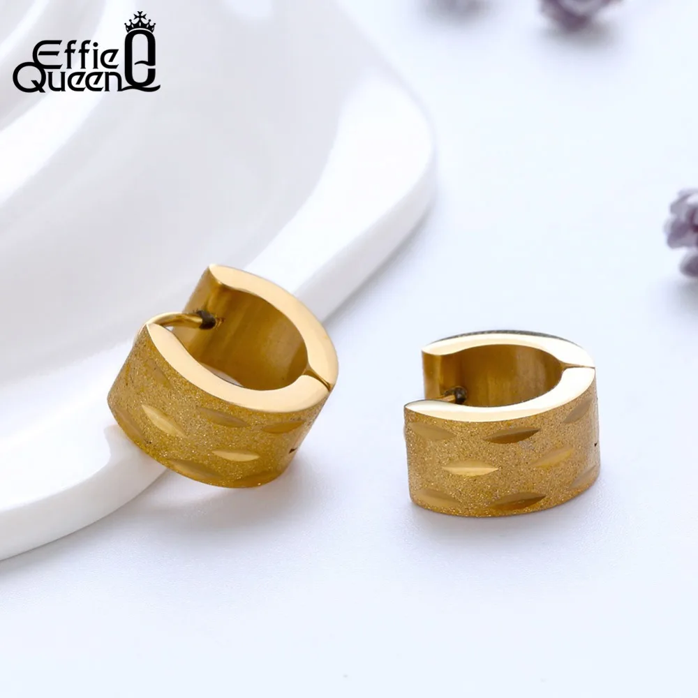 Effie Queen Stainless Steel Hoop Earrings For Female Frosting Surface With Leaf Pattern 12mm Gold-color Earring Jewelry DGTE114
Effie Queen Stainless Steel Hoop Earrings For Female Frosting Surface With Leaf Pattern 12mm Gold-color Earring Jewelry DGTE114