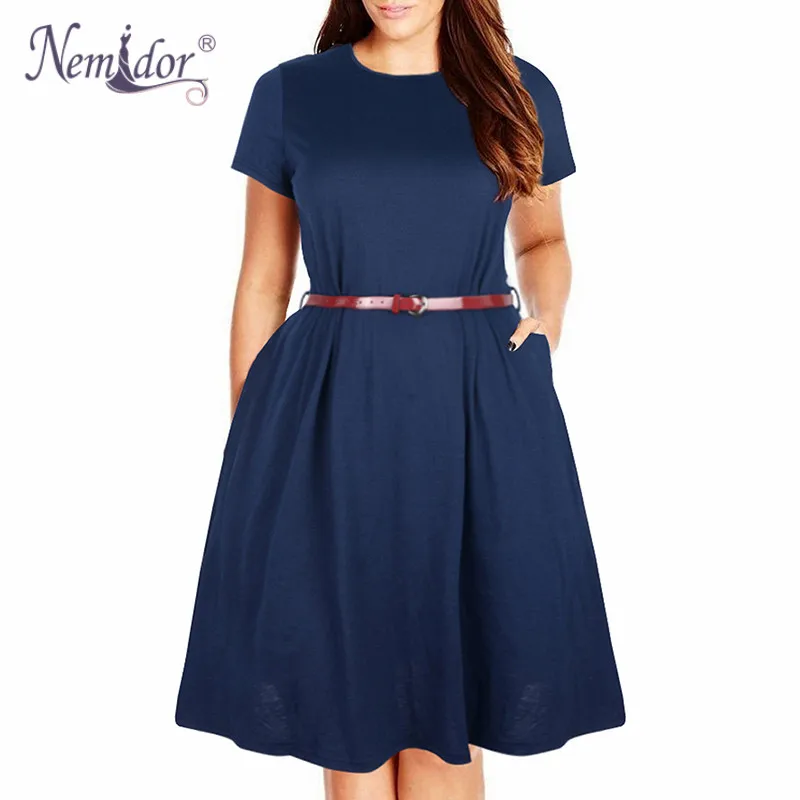 Nemidor Women Summer Vintage Short Sleeve 50s Party Belted A-line Dress Stretchy Midi Plus Size 7XL 8XL With Pockets Swing Dress
Nemidor Women Summer Vintage Short Sleeve 50s Party Belted A-line Dress Stretchy Midi Plus Size 7XL 8XL With Pockets Swing Dress