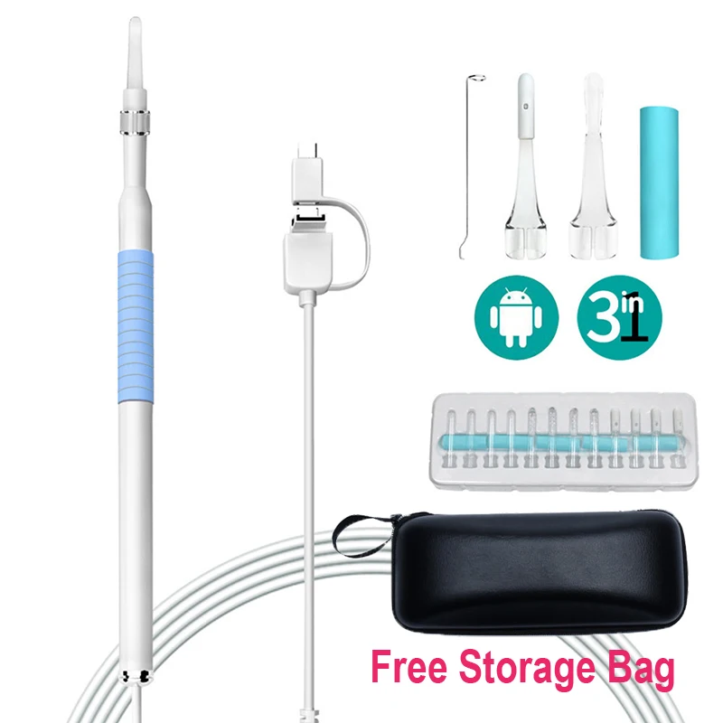 3 in 1 Blue USB HD Visual Ear Cleaning Endoscope Spoon 5.5mm Mini Camera Borescope Android PC Ear Pick Tool Health Care Otoscope
3 in 1 Blue USB HD Visual Ear Cleaning Endoscope Spoon 5.5mm Mini Camera Borescope Android PC Ear Pick Tool Health Care Otoscope